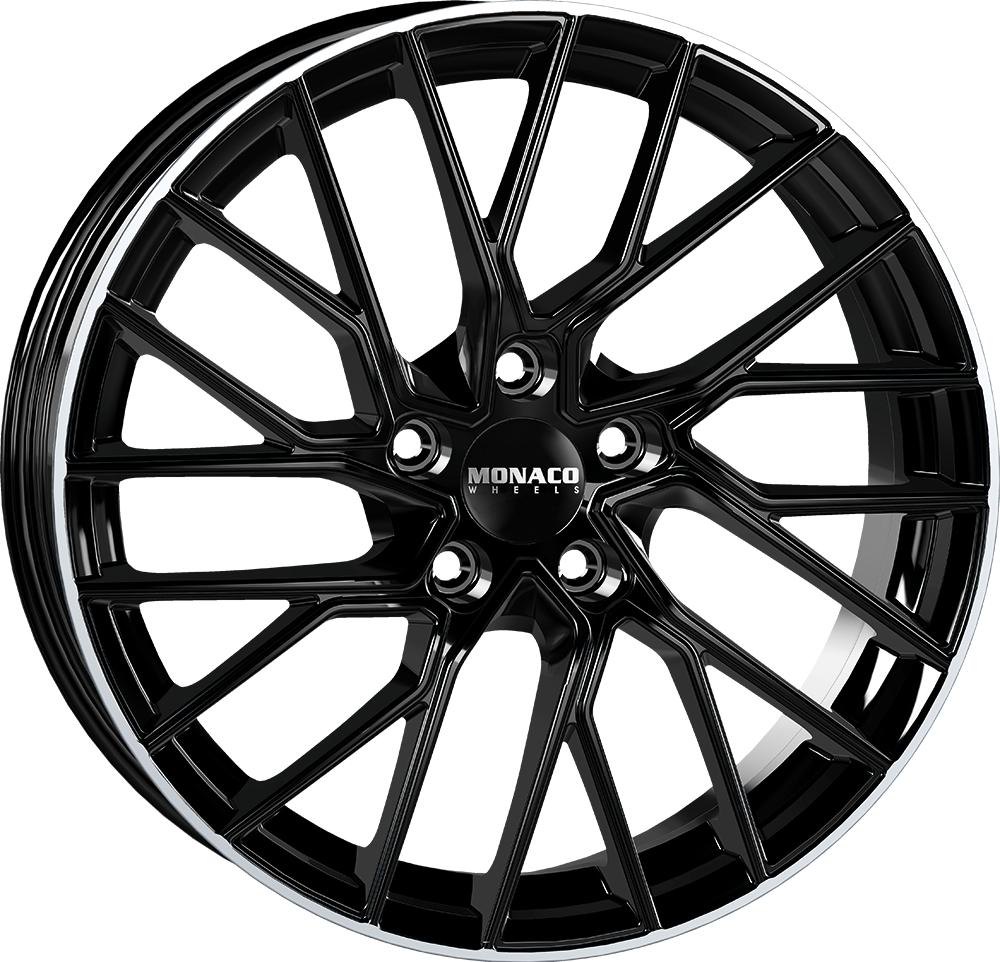 MONACO WHEELS GP11 BLACK POLISHED LIP 8x19 5/112 ET45 CB66.5
