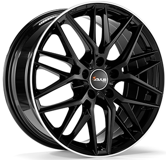 AVUS AF19 GLOSS BLACK POLISHED LIP 8.5x19 5/112 ET35 CB66.4