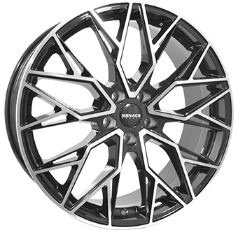 MONACO WHEELS GP15 BLACK POLISHED 8x19 5/112 ET35 CB66.5